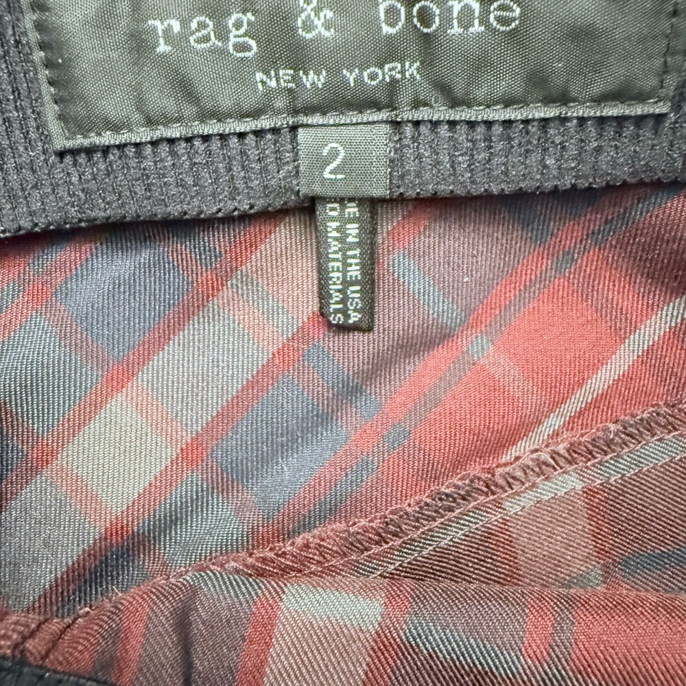 Rag & Bone Red and Gray Plaid Pant